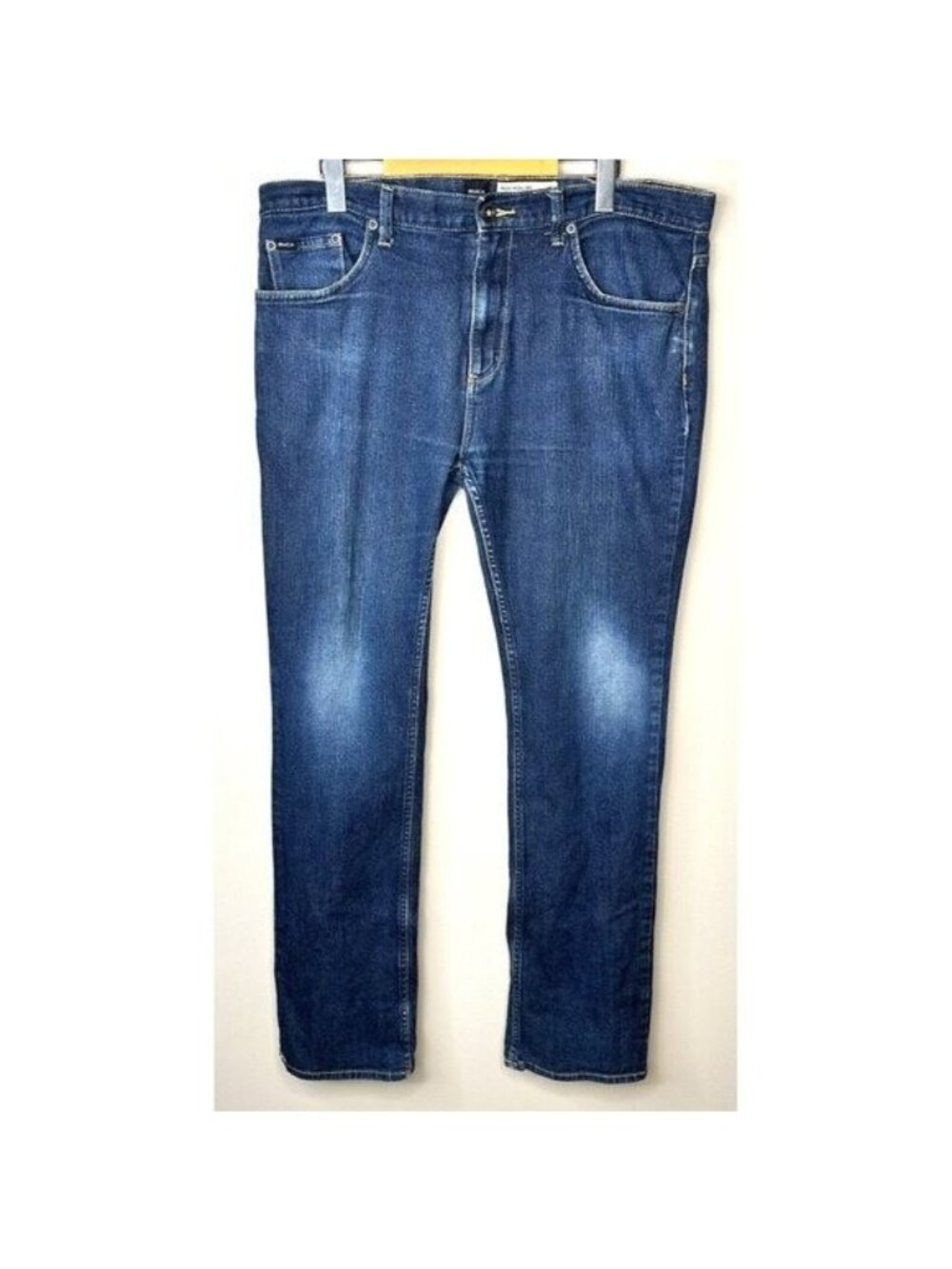 RVCA Mens Jeans Size 36 Blue Dark Straight Leg Regular Fit Denim 5 Pocket Zip